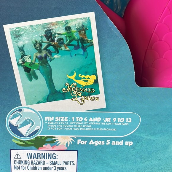 NEW IN BOX Body Glove Kids' Mermaid Fin with Mask Set Pink and Blue - Picture 5 of 8